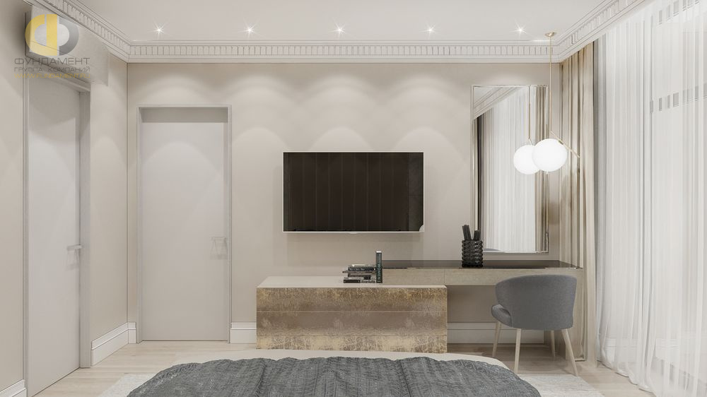 Дизайн интерьера спальни в пятикомнатной квартире 155 кв.м в стиле неоклассика12