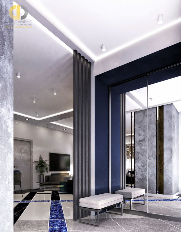 Дизайн интерьера гостиной в четырёхкомнатной квартире 131 кв. м в современном стиле 16