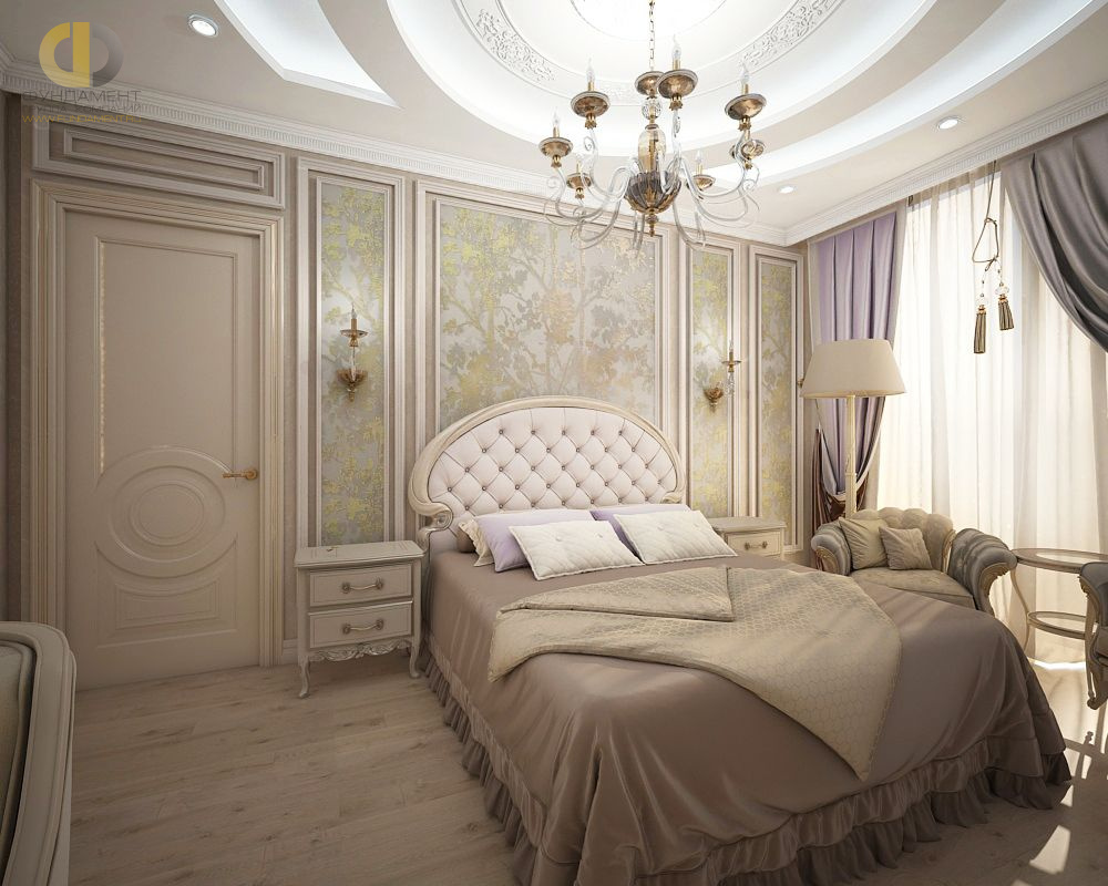 Спальня в стиле дизайна классицизм по адресу г. Москва, Адмирала Макарова, д. 6Б, корп. 2, 2019 года