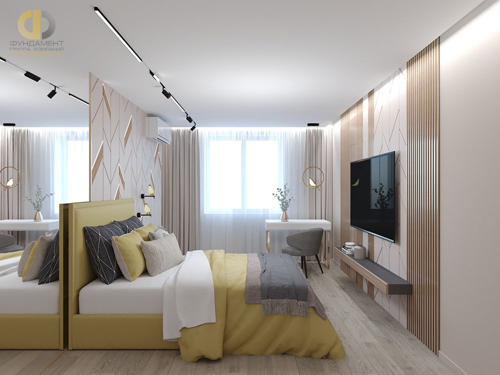 Спальня в стиле дизайна современный по адресу г. Москва, 6-я Радиальная улица, дом 3к. 1, 2021 года