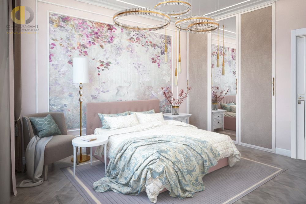 Спальня в стиле дизайна арт-деко (ар-деко) по адресу г. Москва, ул. Серпуховской Вал, д. 21, 2019 года