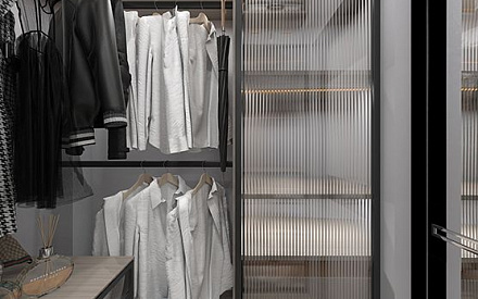 Дизайн интерьера гардероба в трёхкомнатной квартире 101 кв. м в современном стиле 23