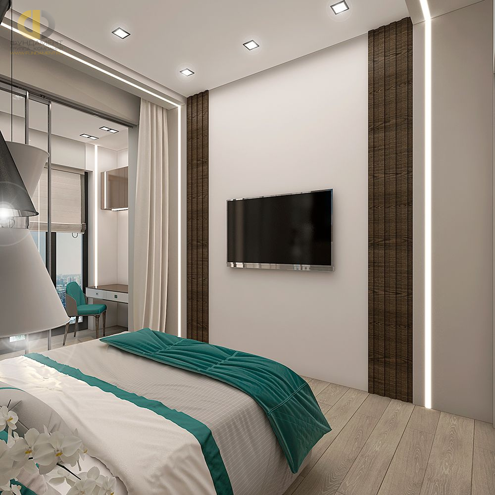 Спальня в стиле дизайна современный по адресу МО, г. Красногорск, ул. Согласия, д. 19, 2018 года