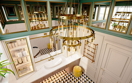 Дизайн интерьера ванной в трехкомнатной квартире 138 кв.м в стиле неоклассика с элементами ар-деко3