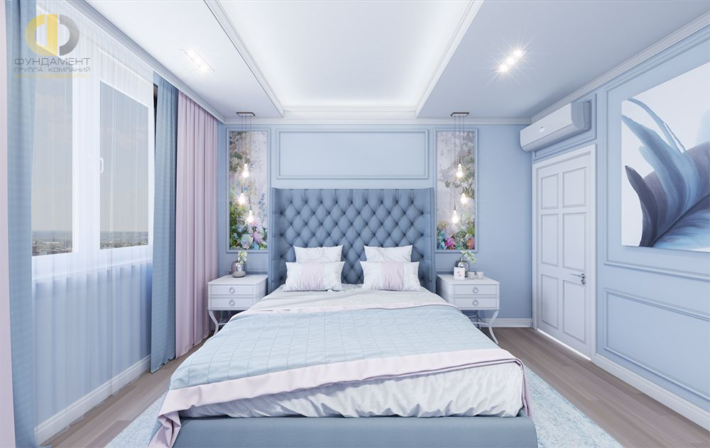 Спальня в стиле дизайна классицизм по адресу г. Москва, Кронштадский бульвар, д. 6, корп. 2, 2018 года
