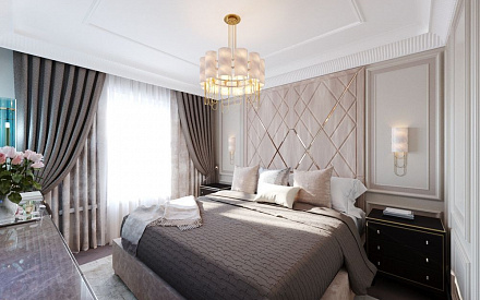 Дизайн интерьера спальни в четырёхкомнатной квартире 89 кв.м в стиле современная классика5