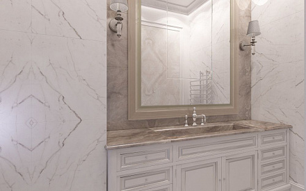 Дизайн интерьера ванной в четырёхкомнатной квартире 165 кв.м в классическом стиле с элементами лофт3