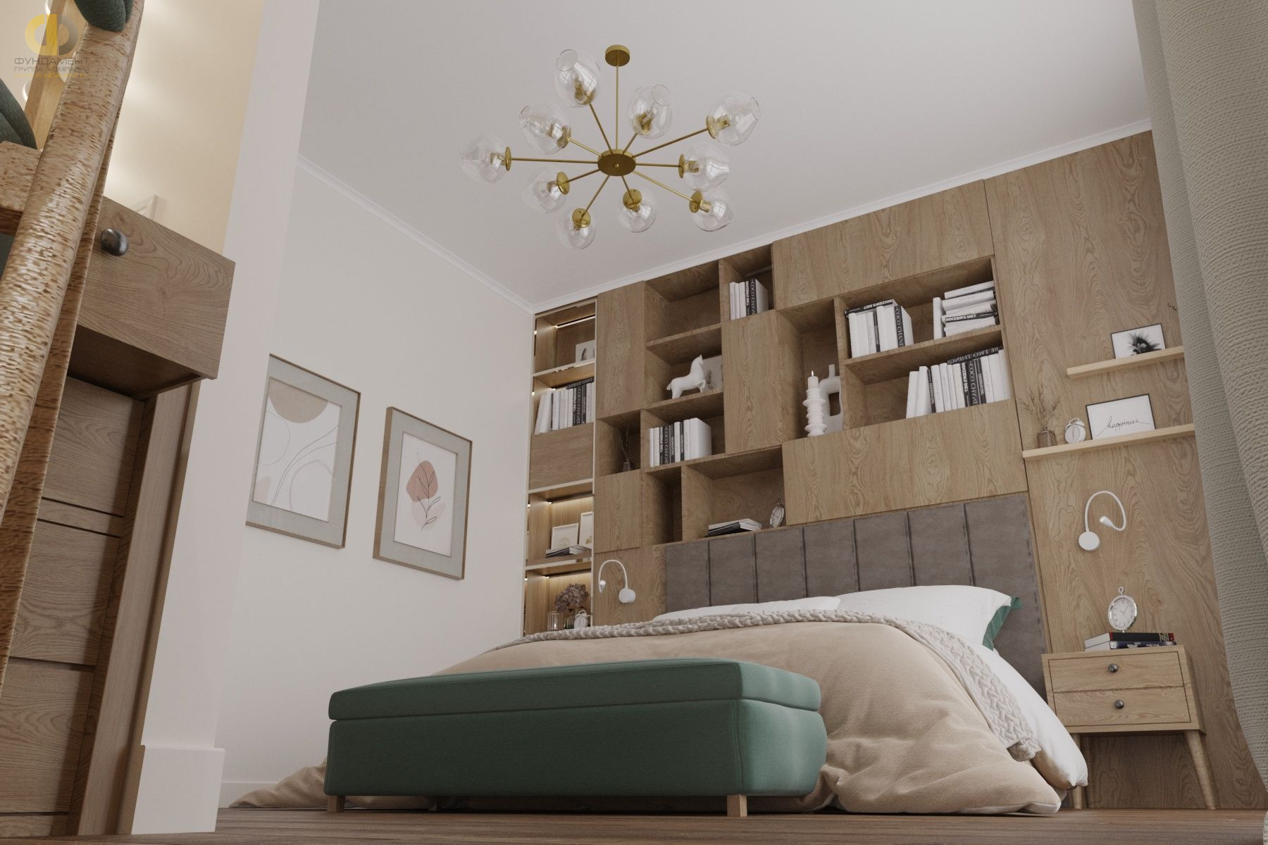 Спальня в стиле дизайна современный по адресу г. Москва, Дмитровское шоссе, дом 13, 2022 года