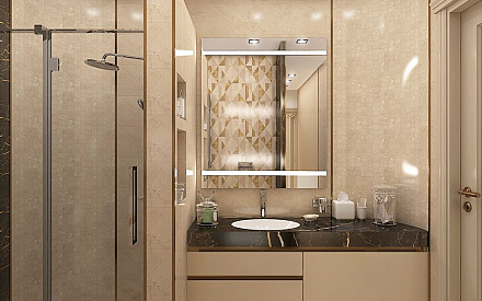 Дизайн интерьера ванной в четырехкомнатной квартире 126 кв.м в стиле неоклассика