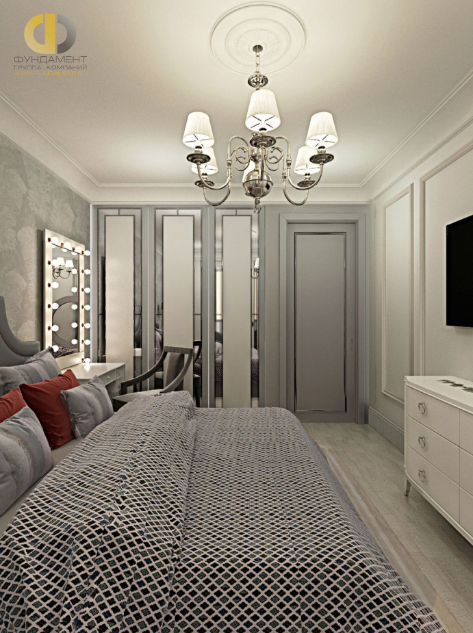 Дизайн интерьера спальни в трёхкомнатной квартире 98 кв.м в стиле современная классика12