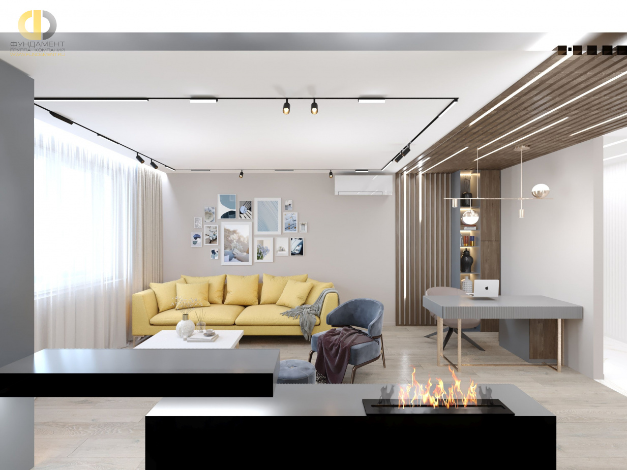 Дизайн 3-х комнатной квартиры 95 кв.м в современном стиле, ЖК 