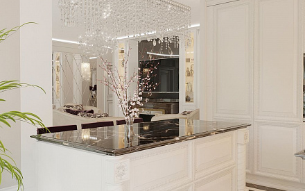 Дизайн интерьера кухни в четырёхкомнатной квартире 132 кв.м в классическом стиле12