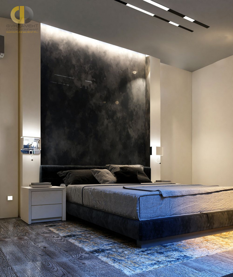Дизайн интерьера спальни в трёхкомнатной квартире 152 кв. м в современном стиле 10