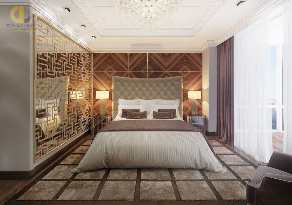 Визуализация дизайн-проекта интерьера спальни в стиле ар-деко