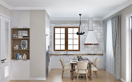 Дизайн интерьера кухни в доме 193 кв.м в стиле американская классика