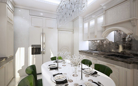 Дизайн интерьера кухни четырёхкомнатной квартире 142 кв. м в стиле неоклассика 13