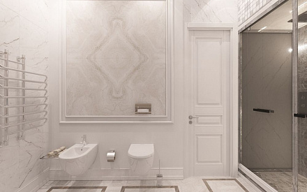 Дизайн интерьера ванной в четырёхкомнатной квартире 165 кв.м в классическом стиле с элементами лофт4
