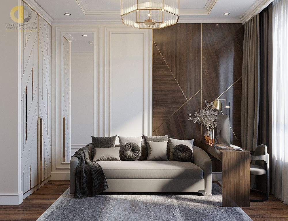 Спальня в стиле дизайна арт-деко (ар-деко) по адресу Шелепихинская набережная, 34, 2020 года