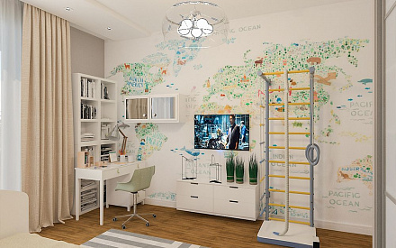 Дизайн интерьера детской в трёхкомнатной квартире 103 кв.м в стиле эклектика16