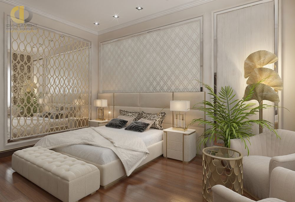 Дизайн светлой спальни в стиле ар-деко